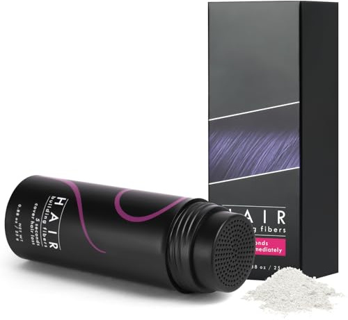 LOPHE Polvo de Fibra Capilar, 25g Fibras Capilares Hombre y Mujer, Polvo Voluminizador Pelo Hombre, Polvos para el Pelo, Relleno Capilar Instantaneo para Disimular Calvicie (Blanco)