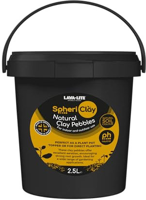 LAVA-LITE SpheriClay LECA Clay Pebbles, 5-8mm, enhance plant root contact and surface area for hydroponic growing. Ideal for orchids, semi-hydro, houseplants, and drainage (2.5 Litres)
