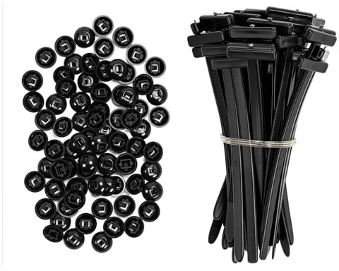 100PCS Universal Nylon Zip Ties, Self-Locking Cable Ties Buckle, Multipurpose Black Zip Ties, UV Resistant Cable Ties Heavy Duty for Indoor and Outdoor Car Daily Repair (100)