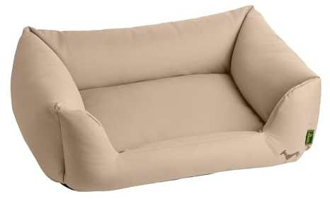 HUNTER Orthopädisches/Ergonomisches Hundesofa LIVO, Farbe: beige, für Hunde mit Gelenk- und Rückenproblemen, mit Memoryschaum-Flocken, Rutschhemmende Unterseite, Made in Europe, Größe: M