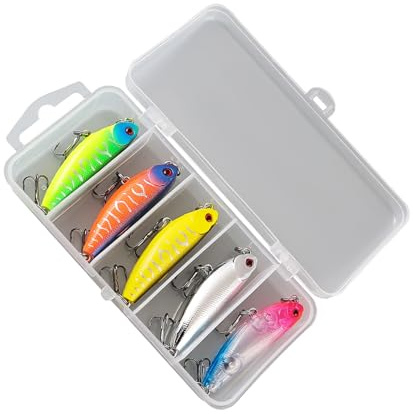 Mllepjdh 5pcs Walk The Dog Artificial Baits Fishing Tackle 5.5cm 5.6g Topwater Pencil Lures with Hook Hard Topwater Pencil Popper Lures Walk The Dog Artificial with Hook Hard