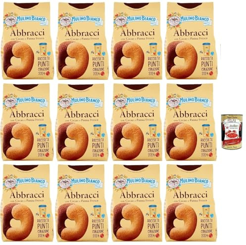 Italian Gourmet - Kekse Abbracci 12×350 g | Mix aus Kakaoteig & Sahneteig | Ideal zum Frühstück & Kaffee | Ohne Palmöl | Familienvorrat + Italian Gourmet Polpa