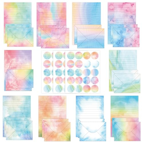 FUNCLASS 160 Pcs Watercolor Stationery Set Letter and Envelopes