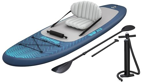 Bestway Wild Isle SUP Board Set mit Sitz 305x84x15 cm – Aufblasbares Stand Up Paddle Board & Kajak-Option, Allround Board bis 130 kg, inkl. Doppelpaddel, Pumpe & Rucksack