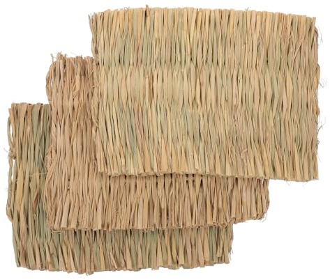 Cabilock 3pcs Rabbit Grass Straw Mat Bunny Chewing Mat for Guinea Pig Accessories for Rabbit Bedding for Hay Eating Scenario