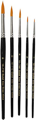 Gold Line Acryl-Pinsel-Set, Größe 1–18, B: 2–7 mm, rund, 5 Stück sortiert