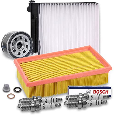 BESTPRICE Inspektionspaket Filterset mit 1x Luftfilter, 1x Innenraumfilter, 4x Zündkerze Super Plus FR7DC+ Kompatibel mit RENAULT CLIO III (BR0/1, CR0/1) (KR0/1_), MODUS/GRAND MODUS (F/JP0_)