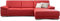 CAVADORE Ecksofa Corianne mit Schlaffunktion / Bettsofa in L-Form im modernen Design, inkl. Armteilverstellung und Longchair / 282 x 80 x 162 / Kunstleder, rot