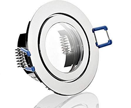 IP44 Alu- Feuchtraum Badezimmer Einbaustrahler Einbaufassung Terrassenüberdachung Beleuchtung Klickverschluß Spritzwassergeschützt geeignet für MR16/GU10 LED/Halogen 12V/230V Inkl. MR16 Fassung