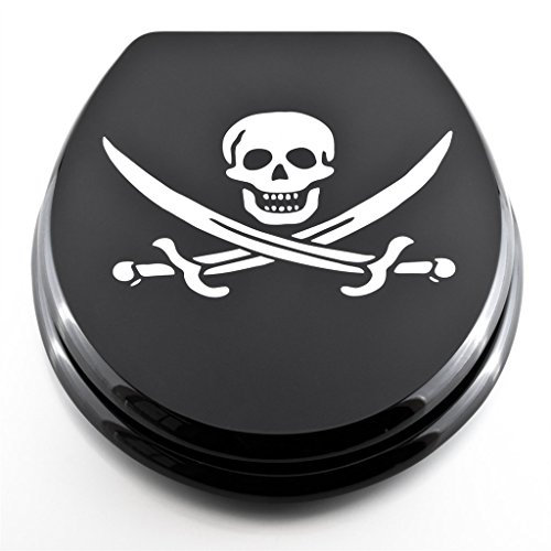 TP Siège de Toilette avec motif, Abattant pour cuvette WC, fonction de fermeture en douceur, soft close, lunette avec frein de chute, avec noyau en bois ovale, jusqu'à 120 kg, Charnières réglable