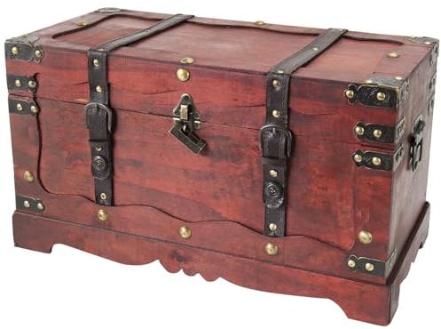 HMF 6400-150 Schatztruhe aus Holz mit Schloss | 50 x 25 x 28 cm | Groß | Frankreich