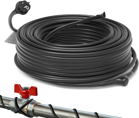 HEATIT JHSF 36m Selbstregulierendes Frostschutz Heizkabel mit Thermostat Begleitheizung Wasserleitung Ideal für Wasserleitung oder Pflanzen Wasserdichte mit Schutzkontaktsteck 16,4 W/m 230V IP65