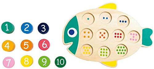 PLAYTIVE® JUNIOR Holz-Lernspiel Fördert spielerisch den Umgang mit Zahlen, Farben und Formen