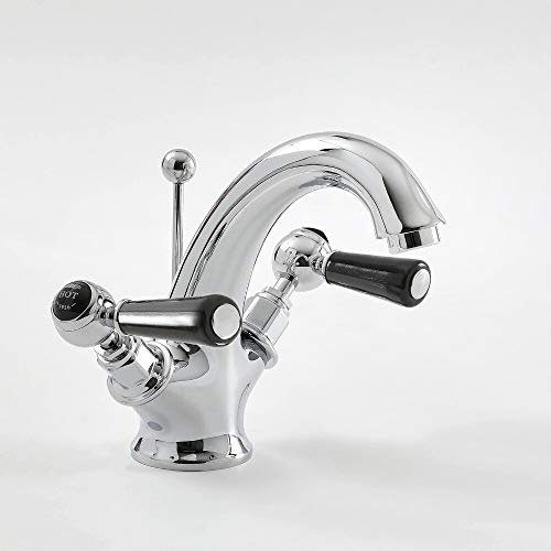 Milano Elizabeth Traditional Mono Basin Mixer Tap Lever Handles - Chrome Black