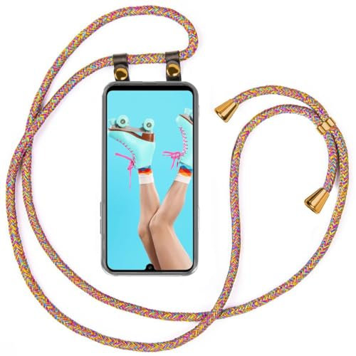 moex Handykette für Huawei P30 Pro/P30 Pro New Ed Hülle mit Band abnehmbar, Handyhülle mit Kette zum Umhängen, Handyband Kordel Umhängehülle, Necklace Handy Umhängeband, Rainbow