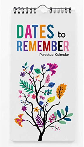 Inkdotpot Floral Tree Perpetual Calendar Birthday Wall Hanging Anniversary Special Event Reminder Calendar Book Journal Stationary Wall Hanging Birthday Gift Card Planner Organizer