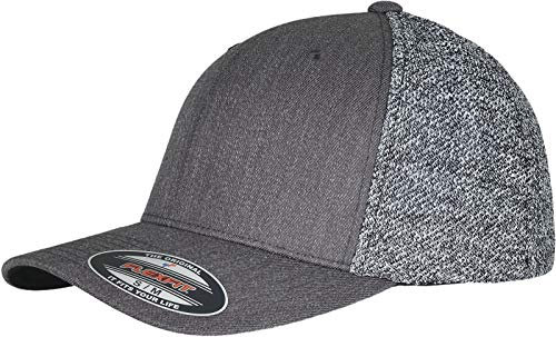 Flexfit Unisex Trucker Melange Mesh Baseball Cap, Black/Greymelange, S/M