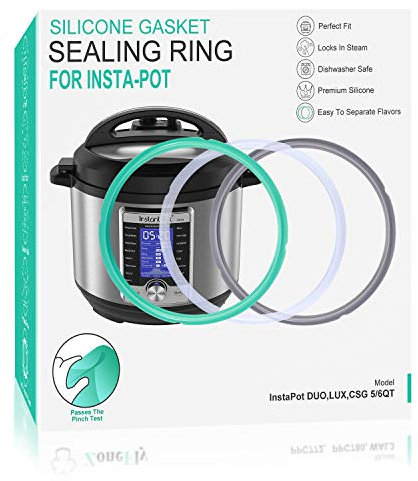 6 Quart Instant Pot Sealing Ring - Replacement Pinch Test 100% Silicone Gasket Seal Rings for 6 Qt Instapot Programmable Pressure Cooker - Insta Pot Accessories Fit for 6QT 3-Pack