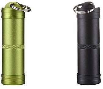 Pill Box Key Ring 3 Colours Mini Capsule Pill Box Metal Pill Box Pill Box Key Ring Mini Waterproof Aluminium Green + Black