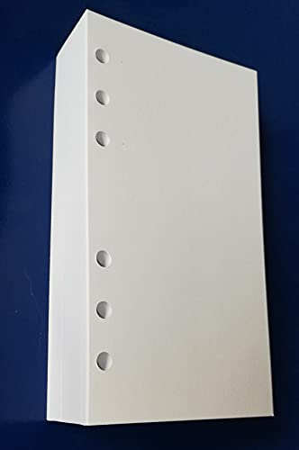 Ricarica Ricambio Refill Personal 200 fogli bianchi (400 facciate) carta spessa 120gsm - 95 x 171 mm - per agenda organizer con 6 anelli formato A6 personal compact slim