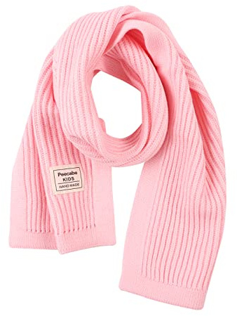 Peecabe Kids Scarf Soft Warm Knit Neck Warmer Winter Classic Scarf for Boys Girls (Light Pink)