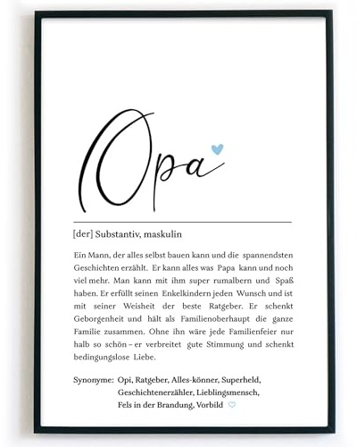4one Pictures Opa Definition Bild – Geschenk Opa zum Geburtstag, Weihnachten, Vatertag, Poster Geschenkidee
