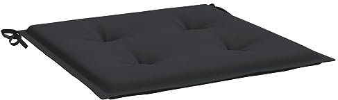 vidaXL Gartenstuhl Kissen 6 STK., Sitzkissen Outdoor Indoor, Stuhlkissen mit 2 Sätzen Schnüren, Stuhlauflage Sitzpolster, Schwarz 50x50x3cm Oxford-Gewebe