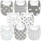 KeaBabies Baby Lätzchen für Jungen & Mädchen - 8er-Pack Bio Baumwolle Lätzchen zum Zahnen - Lätzchen Baby Mädchen & Junge - Lätzchen groß für Säugling, Kleinkind (Grayscape)