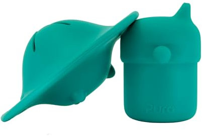 Pura my-my Silikon-Snackbehälter und Schnabeltasse, auslaufsicher, wiederverwendbar, lebensmittelechtes Silikon, plastikfrei, für Kinder, Kleinkinder, Babys und Kleinkinder