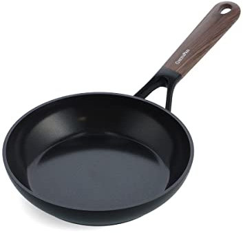 GreenPan Eco-Smartshape Sartén de cerámica antiadherente de 20 cm, madera oscura, sin PFAS, apta para inducción, apta para lavavajillas, negra
