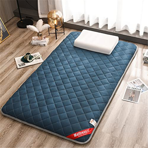 Japanische Boden Futon Matratze Rollen Sie Gäste Matratze Floor Bett Klappbare Campingmatratze verdicken Matratzenpolster Schlafenkissen für Gästezimmer,Blau,90 * 200cm