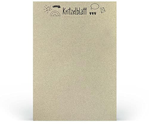 Graspapier Notizblock DIN A4, 1 Stück, blanko, nachhaltig, Schreibblock, Malblock, Skizzenblock, naturfarben, 50 Blatt, abreißbar