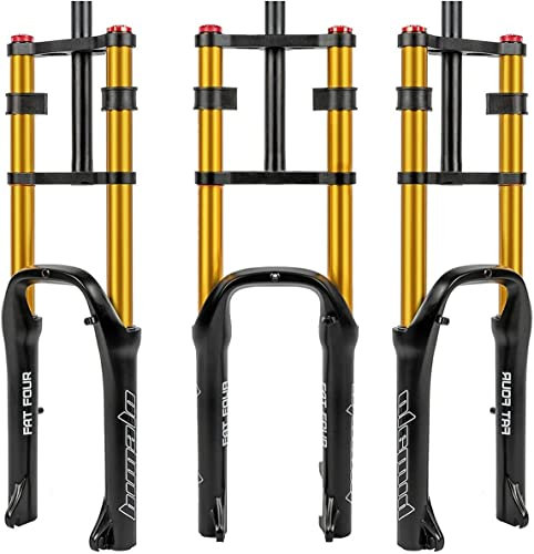 Snowbike Luftfedergabel 20 Zoll Strandfahrradgabel 4.0 Reifen Federweg 110 Mm Fette Federgabel Doppelte Schulter 1-1/8 Dämpfungseinstellung Scheibenbremse QR Für MTB ATV XC AM