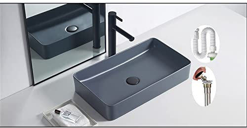 Aufsatzbecken Oval Keramik Aufsatzwaschbecken Set mit Wasserhahn,Badezimmer Waschbecken Waschbecken für Badezimmer und Gästetoilette ohne Hahnloch,Rekt