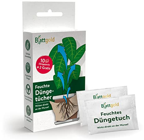Blattgold feuchte Düngetücher 12er-Set | Kompostierbare Feuchttücher, organischer Dünger | Universaldünger [Pflanzendünger]