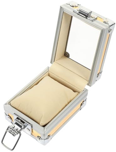 Alipis Einzelne Uhrenbox, Edelstahl, abschließbare Uhrenvitrine, Glas-Armbanduhr-Reiseetui, Uhrenbox für Männer und Frauen Uhrenhalter