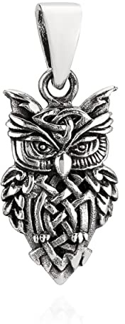 NKlaus Kettenanhänger 925 Silber, 925 Sterling keltische Eule, 1 Stück | Gewicht: 3,3g; 23x12mm; 5x4mm