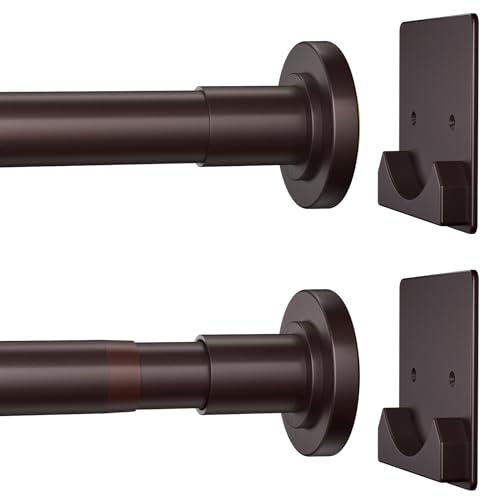 CorkLatta Matte Bronze Shower Curtain Rod,1 Inch Diameter Stainless Steel Adjustable Spring Tension Rods 32 to 80,with Holders,Anti-Slip,Curtain Rods No Drilling(1 Pack)