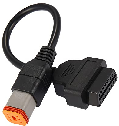 A ABSOPRO Motorrad 6Pin Zu OBD2 Diagnose Scanner Kabel Für Harley-Davidson | Schwarz, Kunststoff, Metall, 32Cm/12.6, 6Pins, 16Pins, Diagnose Adapter, Echtzeit-Motordaten Lesen, Nicht-OEM Zubehör