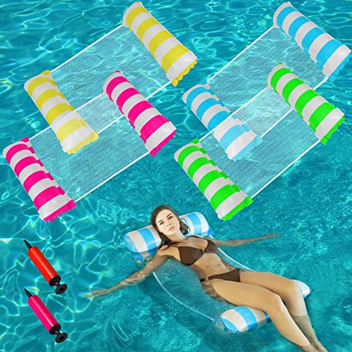 Aufblasbare Hängematte, 4 Stück aufblasbares aufblasbares aufblasbares Bett Strand Liege Stuhl für Erwachsene Pool Sommer Meer …