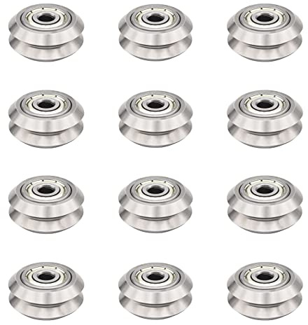 12PCS 3D Drucker Teile V-Schlitz Edelstahl Rad 625zz Lager Riemenscheibe Metall V-Typ Riemenscheiben Getriebe Aluminium Extrusion für 3D Drucker