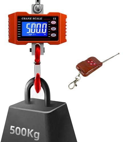 Hakenwaage 500 kg, inklusive Fernbedienung, Hängewaage, Bildschirm-Pause, Waage-Tara, LCD-Digitalanzeige, Messung in Kilogramm und Pfund, HDWR wagPRO-H500P