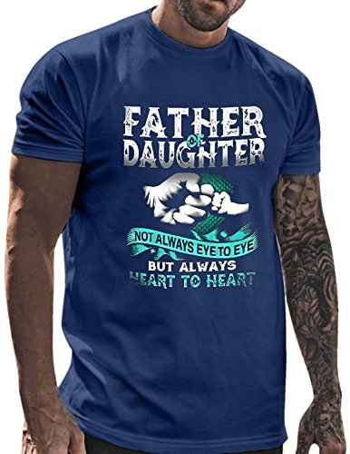 T-Shirt Rundhals-Kurzarm-Oberteil Herren s Fr?lings- Sommer-Vatertags-l?siges Retro-Buchstaben-Teildruck