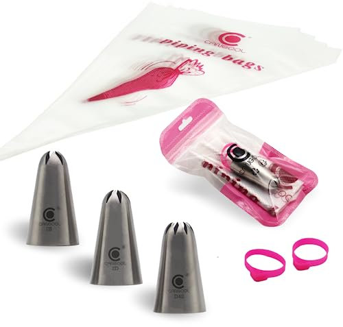 Cangool Set di sac à poche con beccucci, modello #2B #2D #D42 – Set di beccucci professionali per decorazioni creative di torte