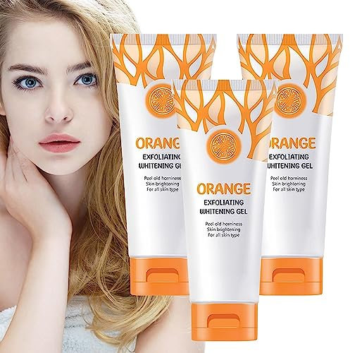 Orange Exfoliating Whitening Gel, Orange Exfoliating Gel Scrub Face Body Skin,Natural Orange Peeling Gel Face Scrub,Deep Cleansing Moisturizing Facial Exfoliator 50g (3 Pcs)