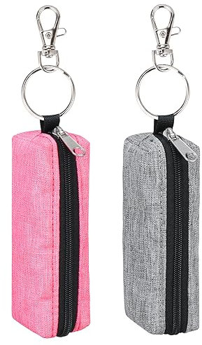 Meiiy Chapstick Halter Lippenbalsam Hülse Tasche Lippenstift Halter Tasche Lipgloss Halter mit Haken Strumpffüller Geschenk für Frauen (grau, rosarot)