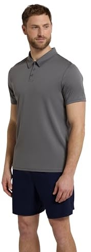 Mountain Warehouse Endurance IsoCool Mens Polo - UV Protection Top, Sweat Wicking T-Shirt, Breathable Tee Shirt - for Spring Summer, Running, Hiking & Outdoors Dark Grey M