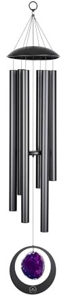 Sonic Energy Purple Agate Meditation Chime – 128 cm, Schwarz – Windspiel mit 6 Klangstäben, 432 Hz – Dekoration für Haus, Studio, Garten (MCDT50ABK)