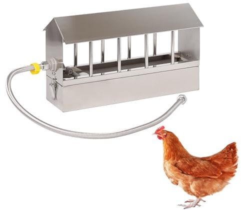 Edelstahl‑Geflügeltränke mit Schwimmerventil & Kupferanschluss für Hühner | 5 L Automatischer Wasserspender, Rostfrei & Hygienisch für Enten, Gänse Sowie Tauben