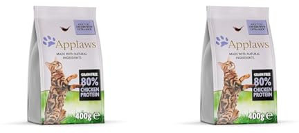 Applaws Katzentrockenfutter Adult, Huhn mit Ente, getreidefrei und komplett 400g (1 Packung) (Packung mit 2)